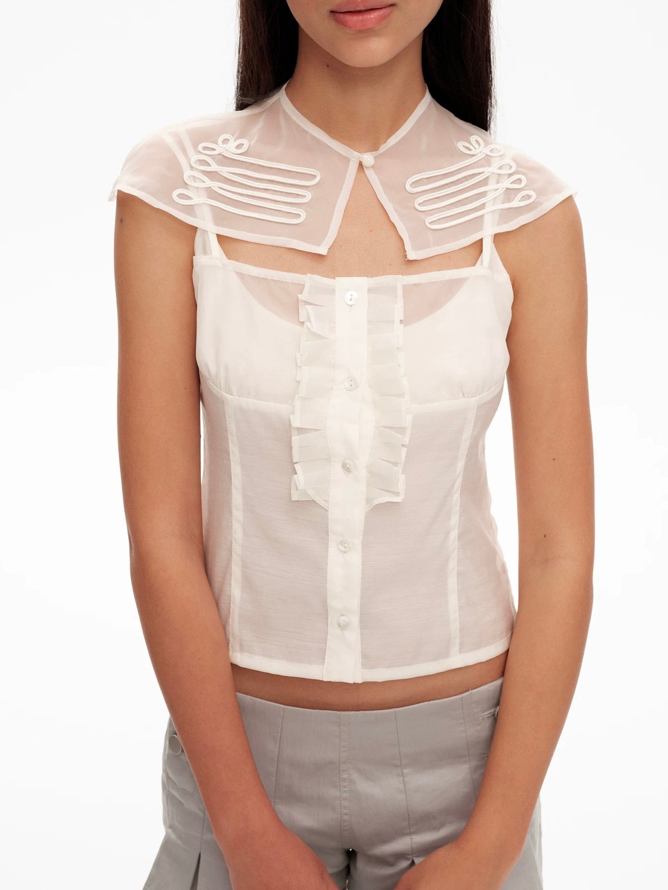 9266studio｜Sheer Shawl Camisole Two-Piece Top
