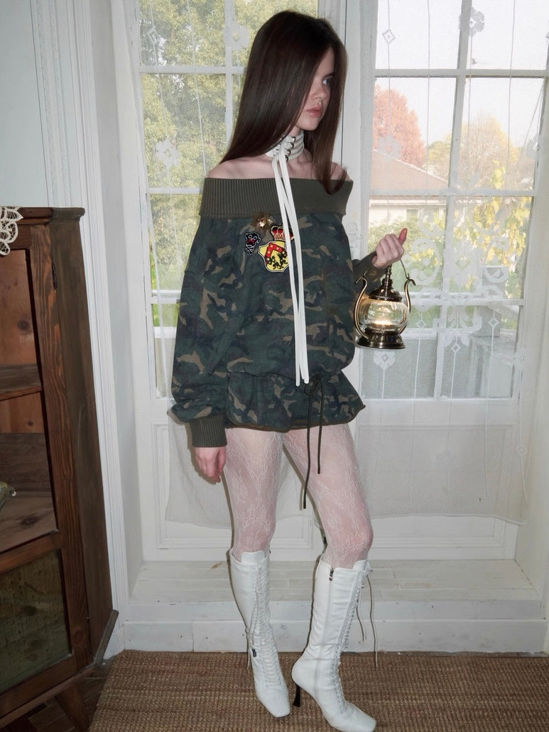 1JINNSTUDIO｜Camo Drawstring Hoodie