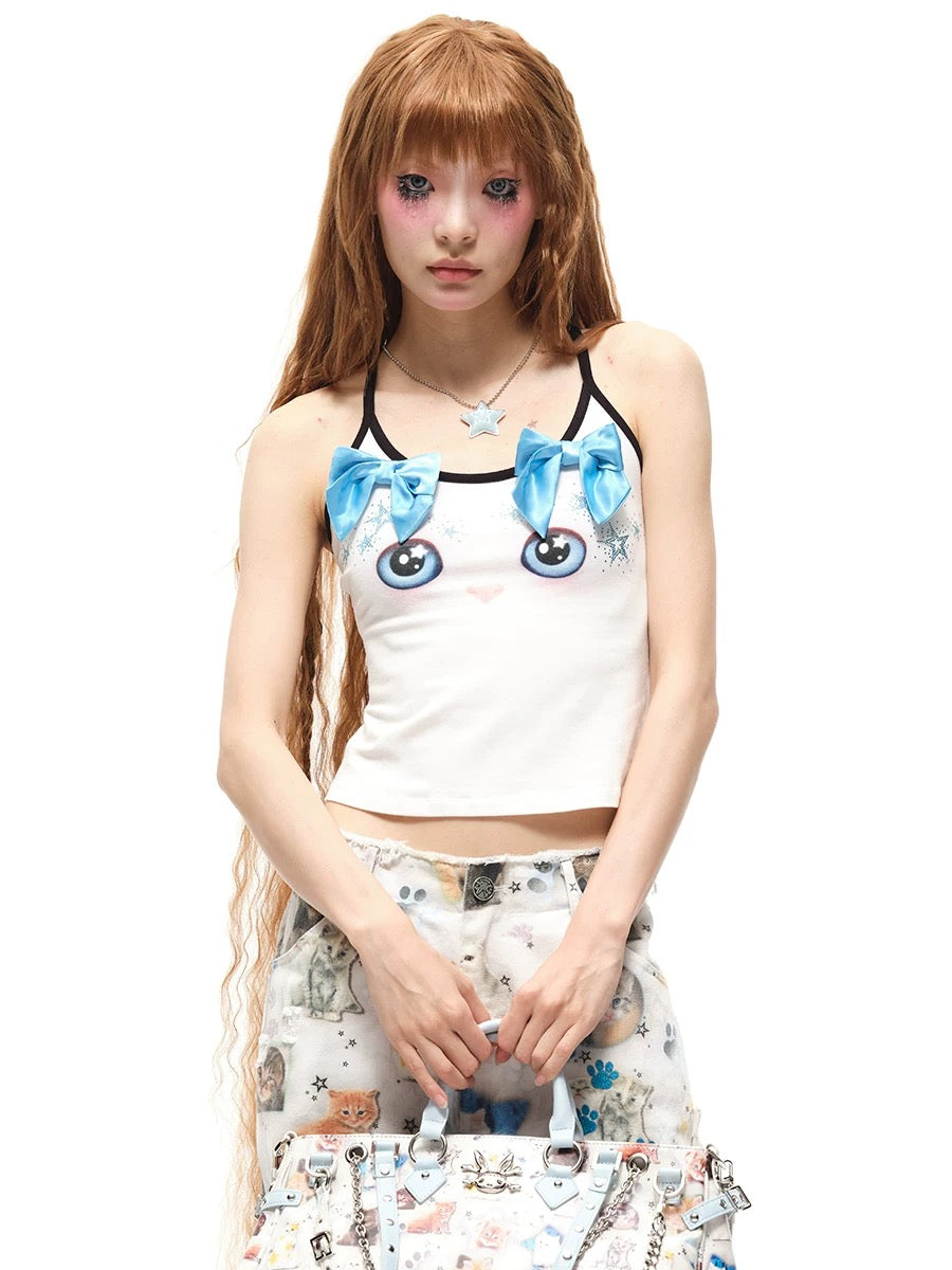 CFIERCE｜Cat Face Bow Cami Top
