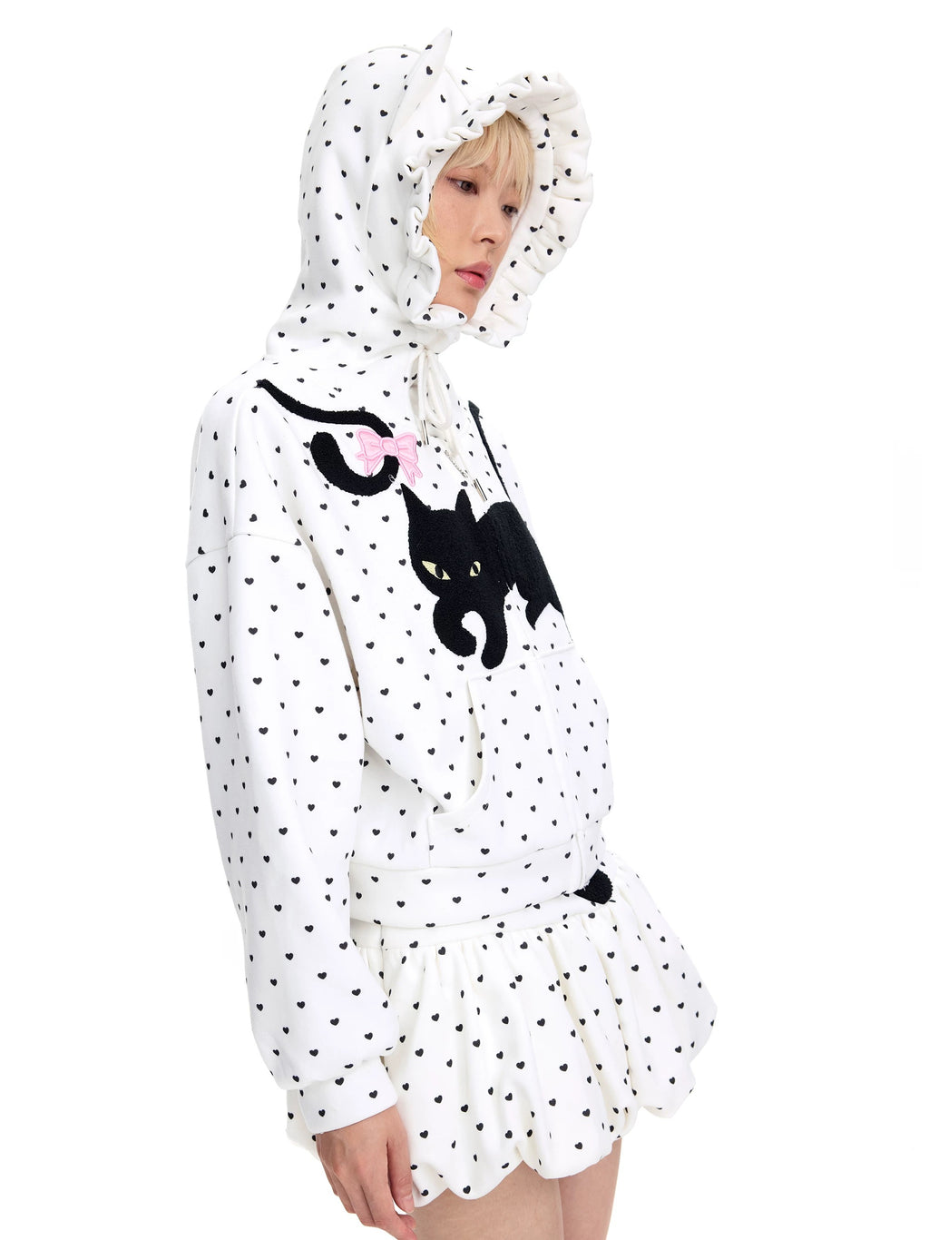 CFIERCE｜Black Cat Embroidery Hoodie