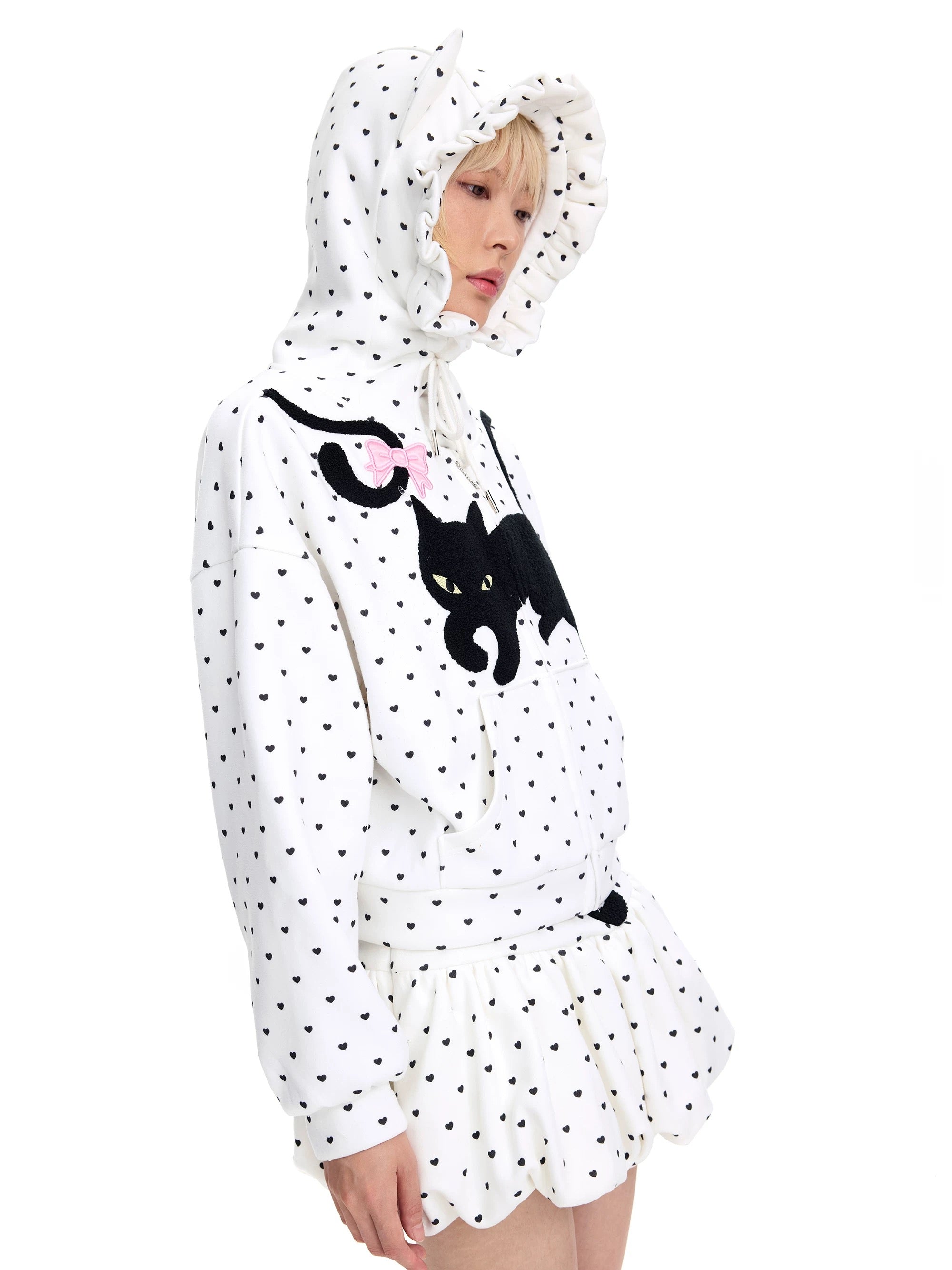 CFIERCE｜Black Cat Embroidery Hoodie