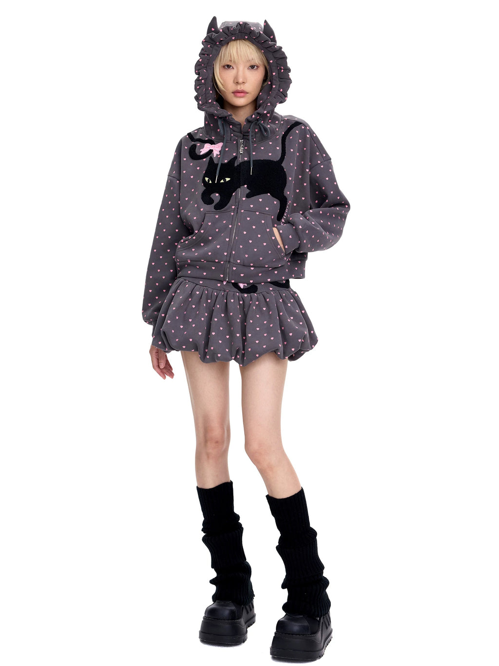 CFIERCE｜Black Cat Embroidery Hoodie