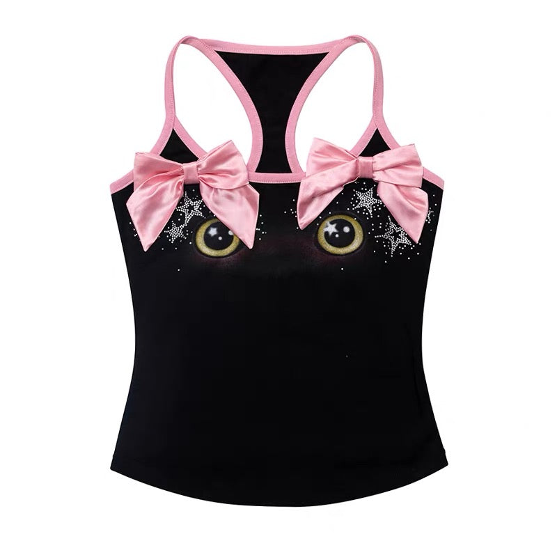 CFIERCE｜Cat Face Bow Cami Top
