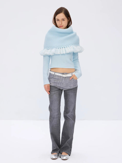9266studio｜Gray Print Flared Jeans