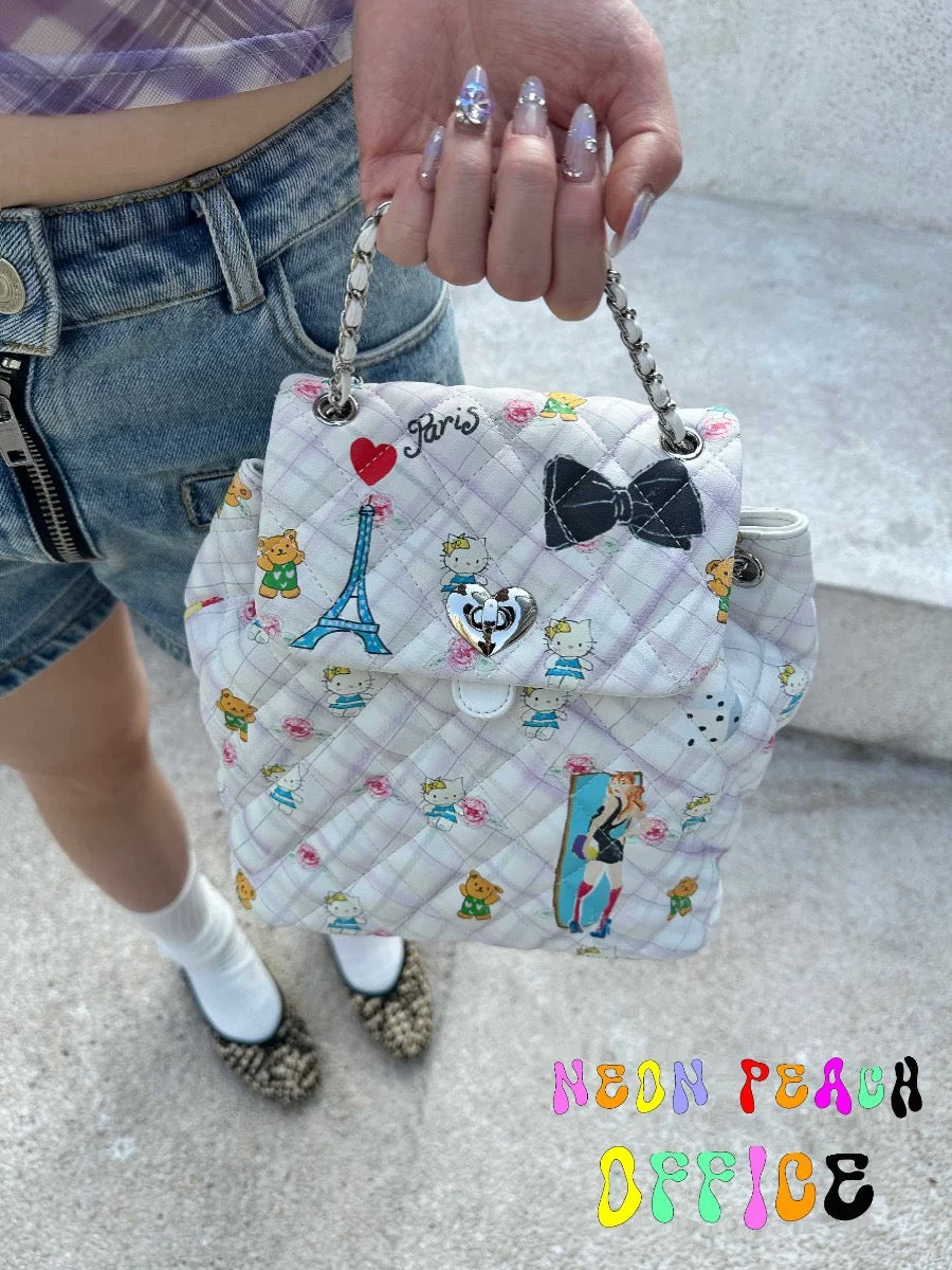 NeonPeachOffice｜Kitty Tweed Backpack