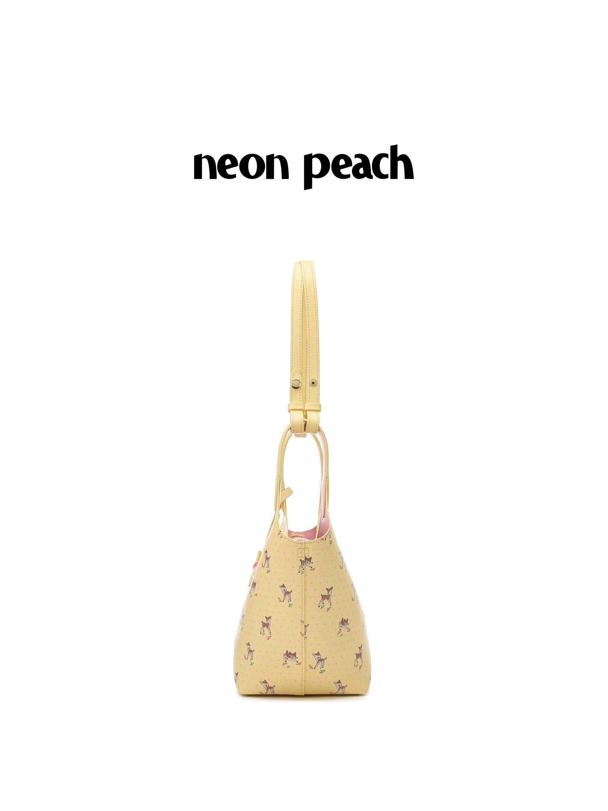 NeonPeachOffice｜Polka Dot Ribbon Deer Basket Bag