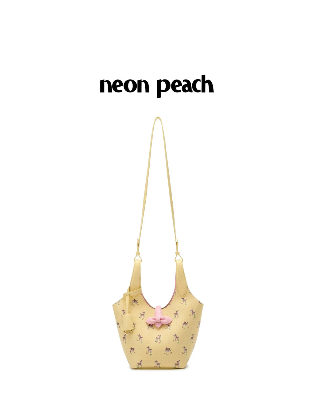 NeonPeachOffice｜Polka Dot Ribbon Deer Basket Bag
