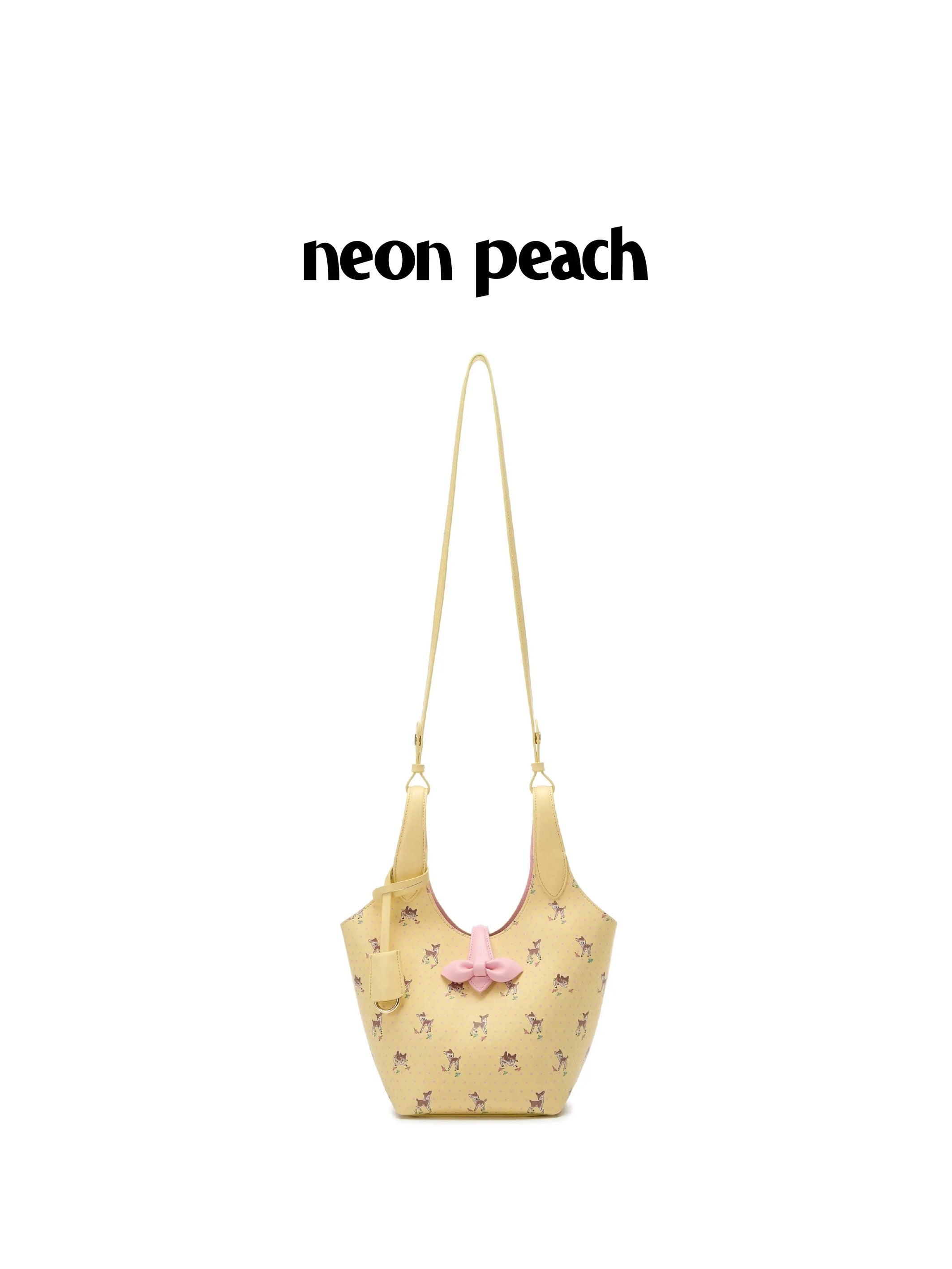 NeonPeachOffice｜Polka Dot Ribbon Deer Basket Bag