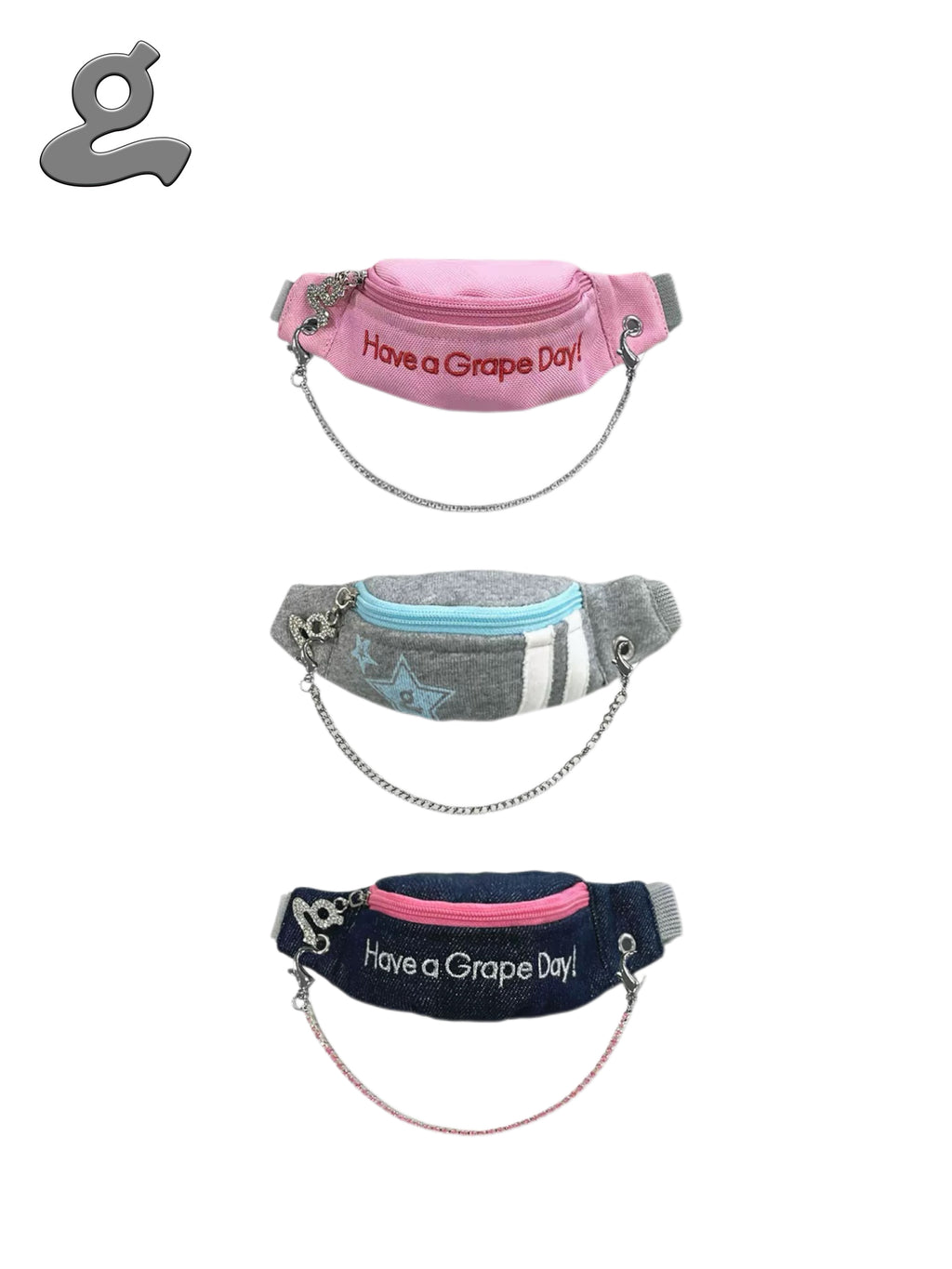 Grape｜Slogan Chain Wristlet Bag 3 Colors