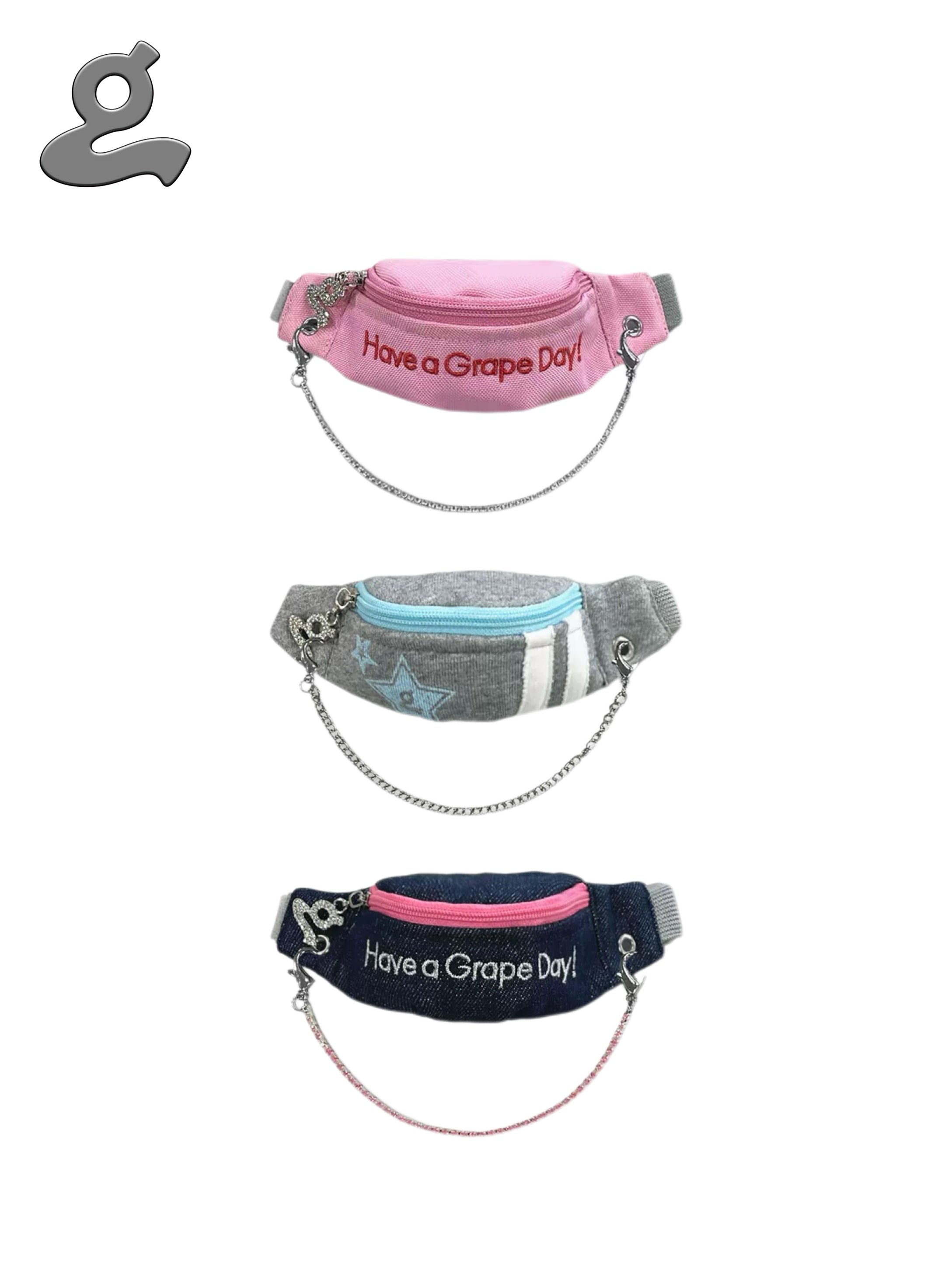 Grape｜Slogan Chain Wristlet Bag 3 Colors