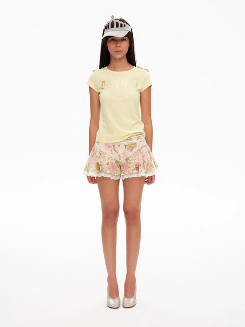 9266studio｜Y2K Print Fitted Short Sleeve T-Shirt