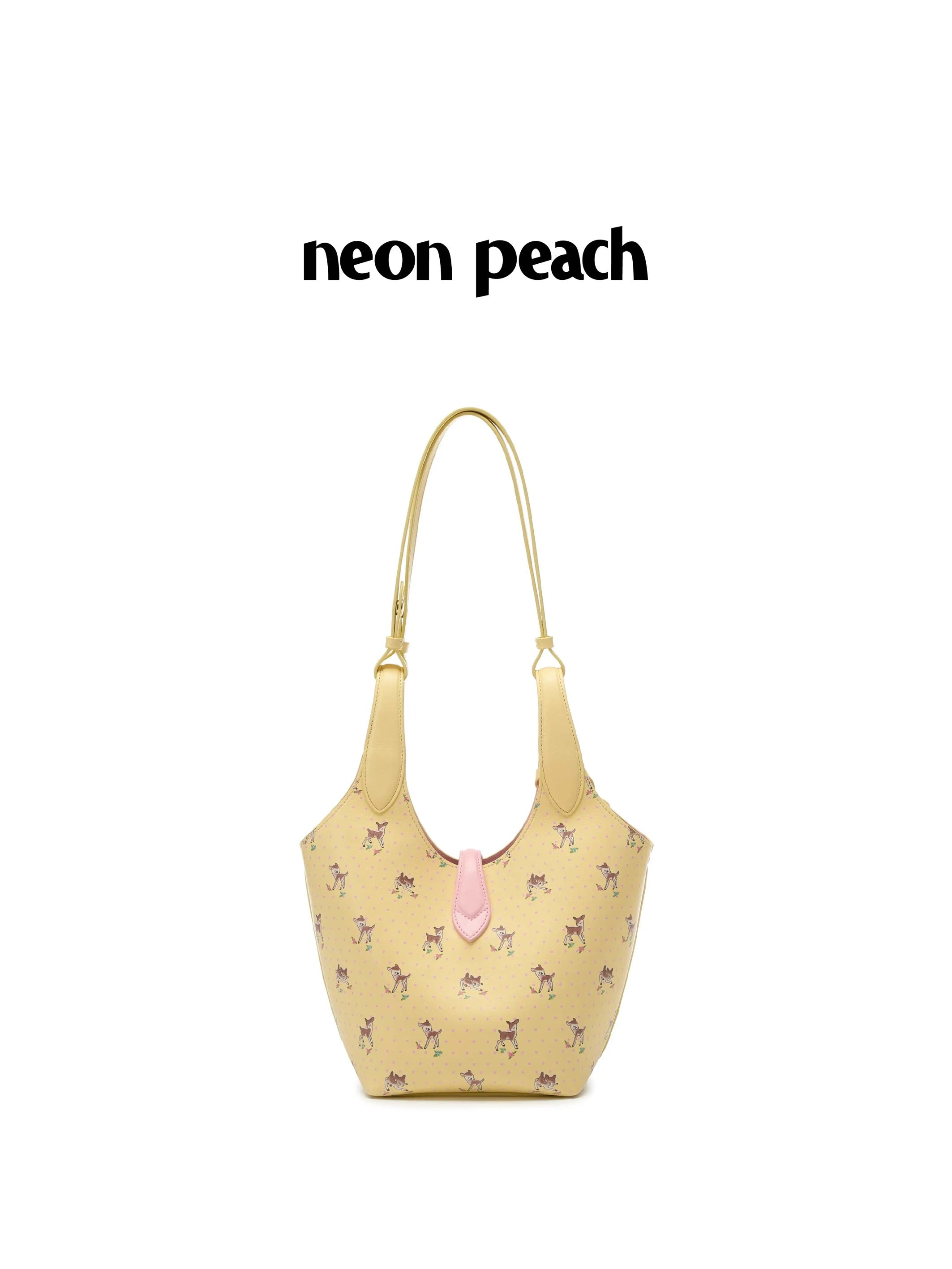 NeonPeachOffice｜Polka Dot Ribbon Deer Basket Bag