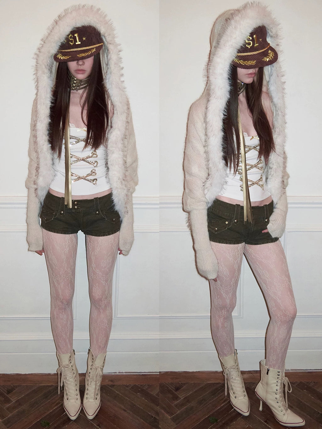 1JINNSTUDIO｜ Bone Sequin U-Neck Tank