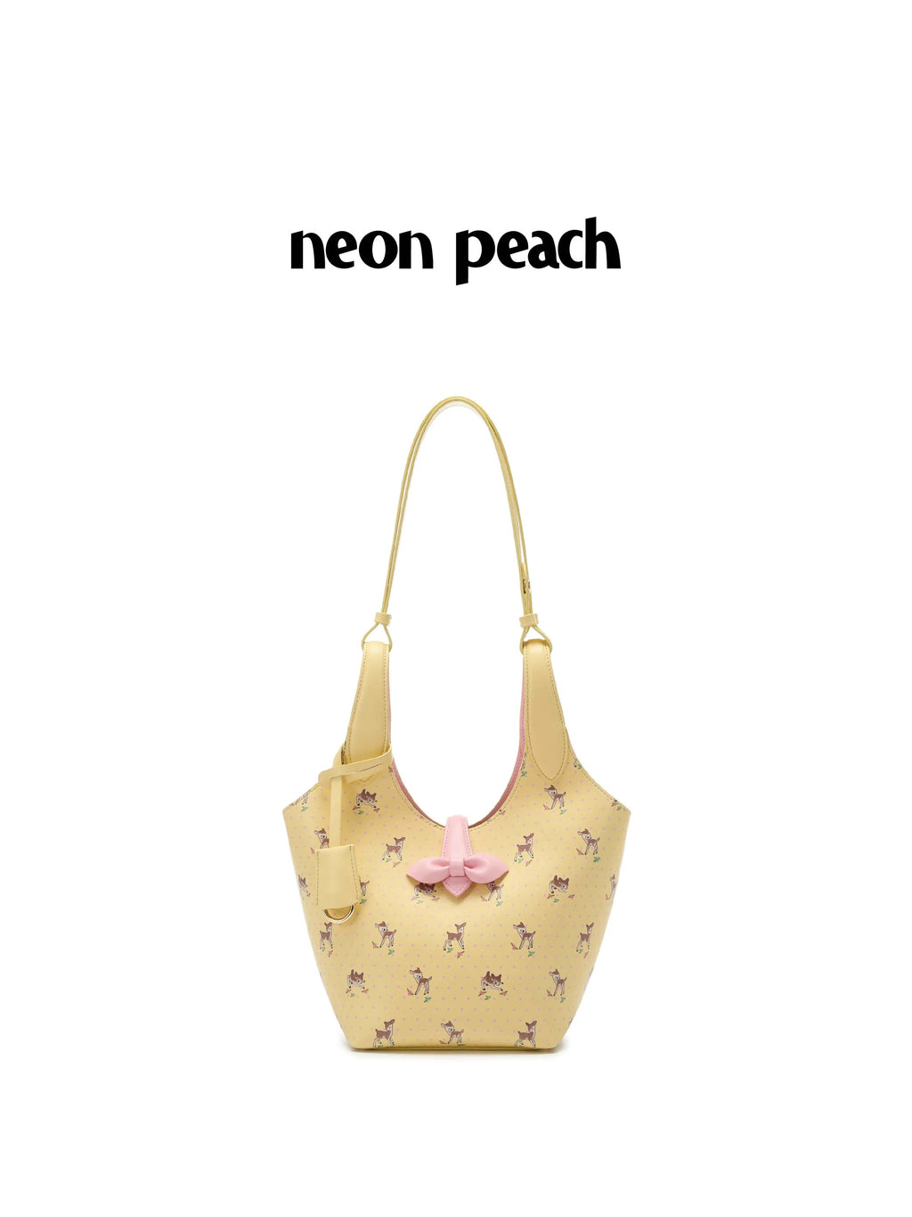 NeonPeachOffice｜Polka Dot Ribbon Deer Basket Bag