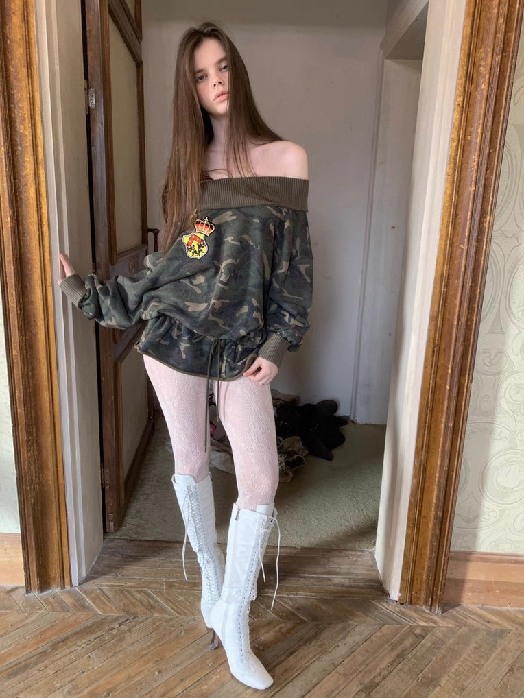 1JINNSTUDIO｜Camo Drawstring Hoodie