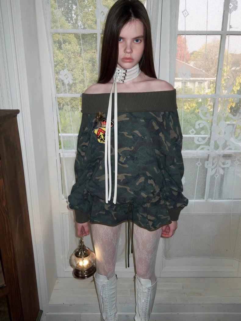 1JINNSTUDIO｜Camo Drawstring Hoodie