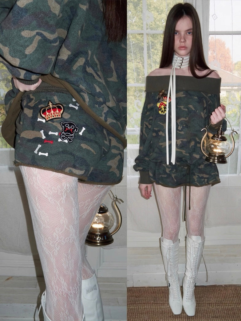 1JINNSTUDIO｜Camo Drawstring Hoodie