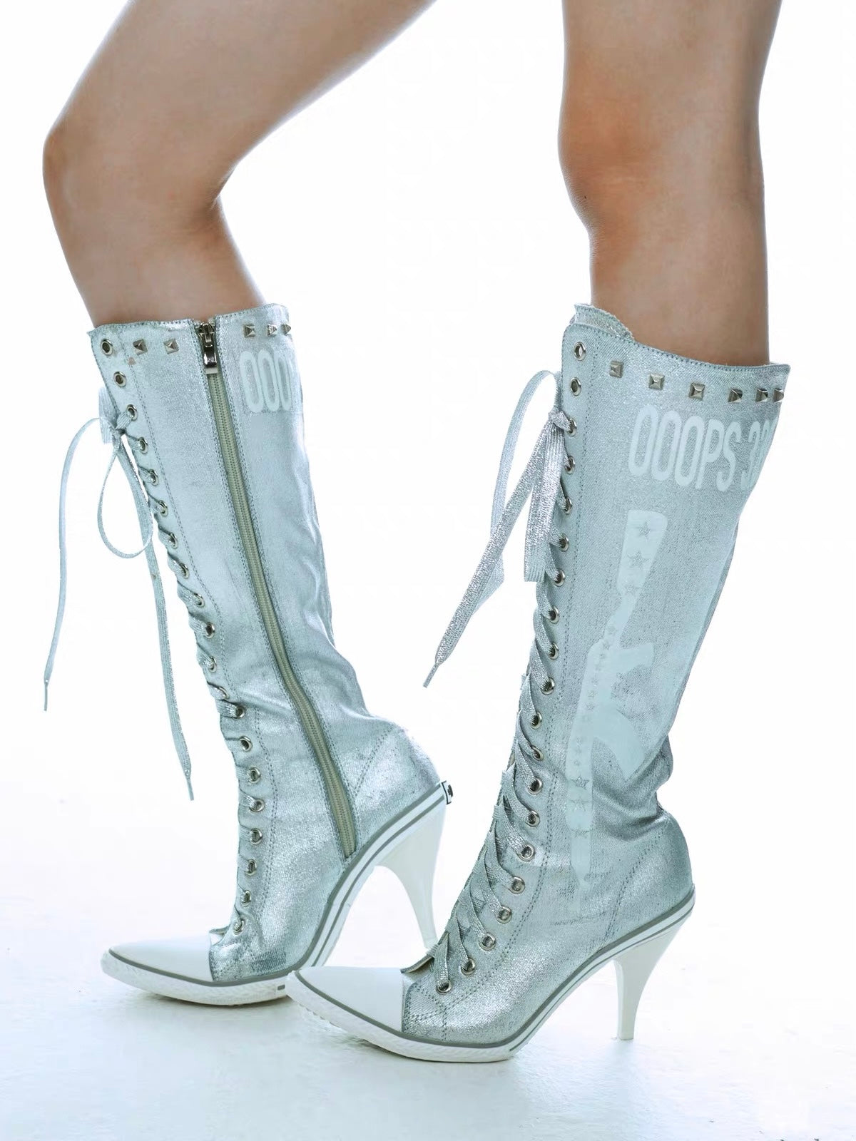 Ooops333｜Studded High-Heel Boots