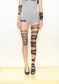 NOLA｜Irregular Sheer 10D Letter Print Bodystocking