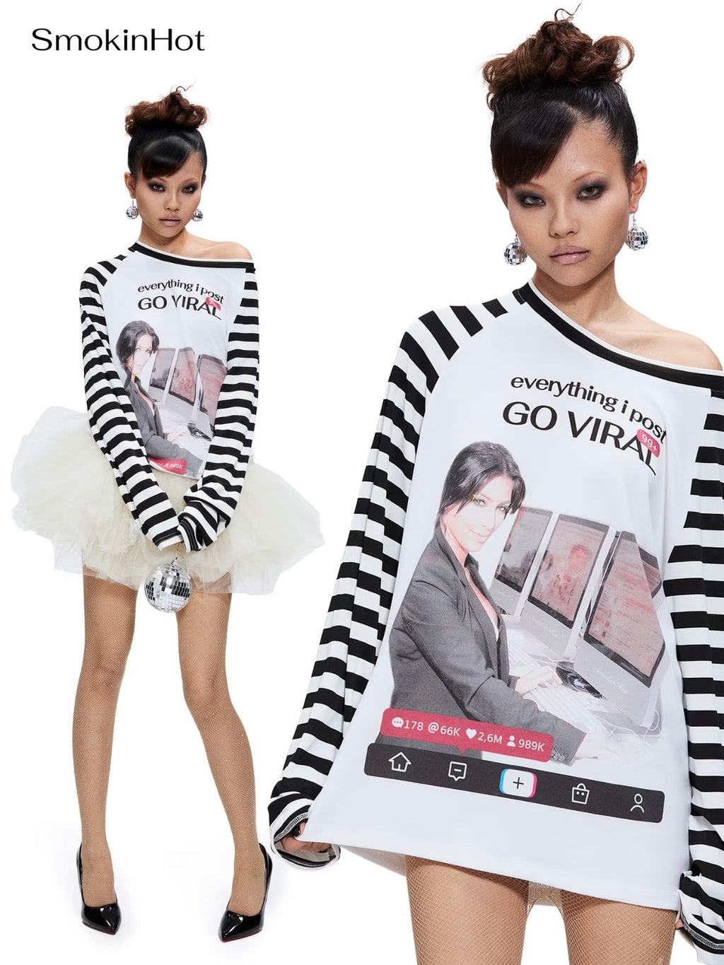 SmokinHot ｜Viral Striped Raglan Tee