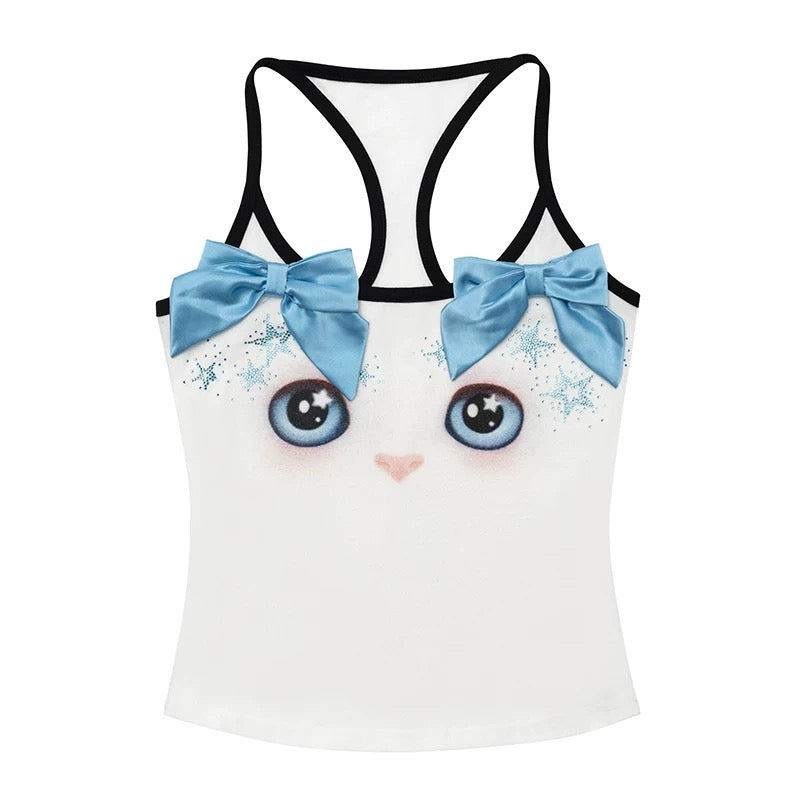 CFIERCE｜Cat Face Bow Cami Top