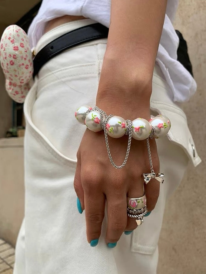 NARCII｜Rose Floral Pearl Double Bracelet
