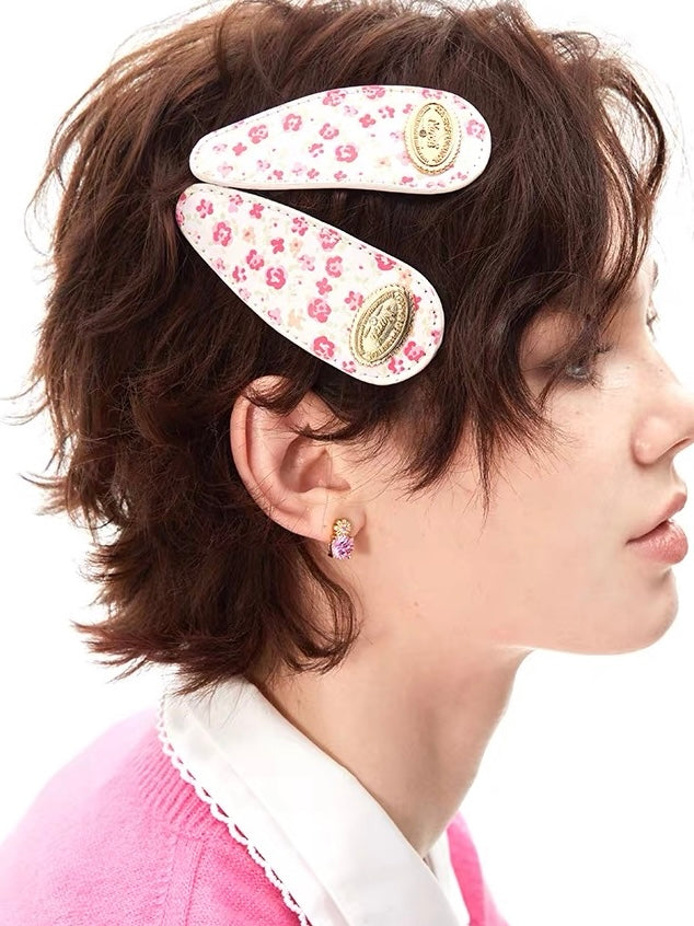 NARCII｜Rose Floral Leather Teardrop Clip