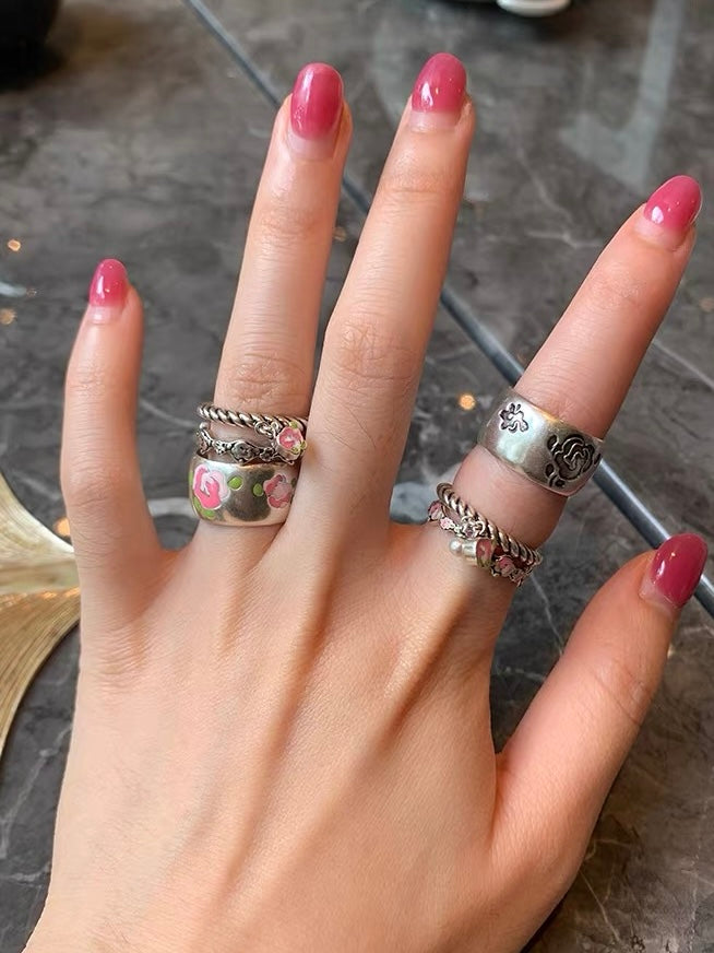 NARCII｜Rose Floral Enamel Statement Ring