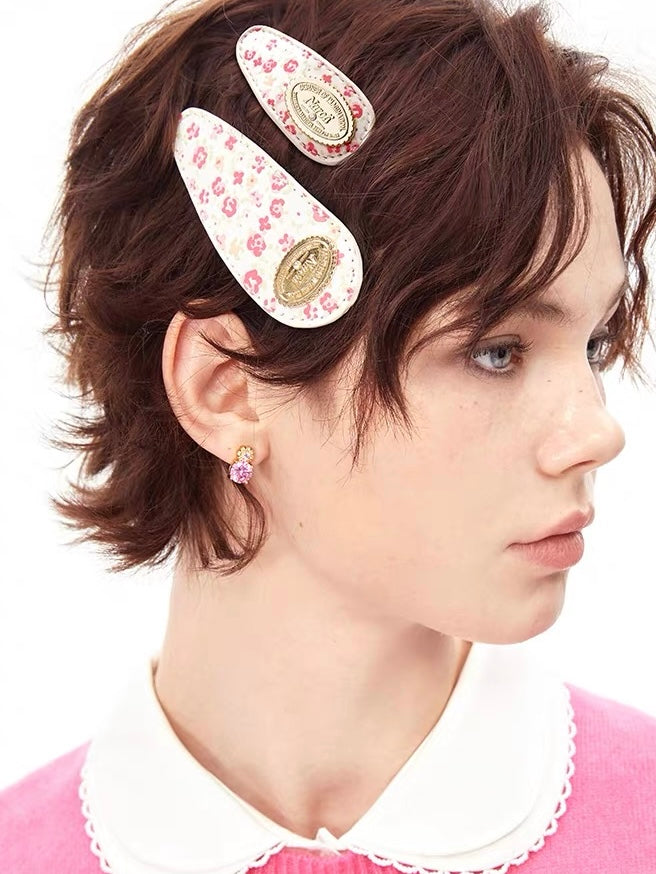 NARCII｜Rose Floral Leather Teardrop Clip