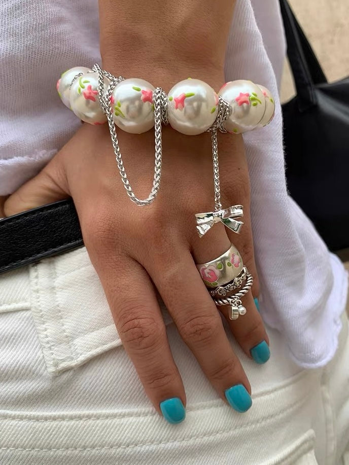 NARCII｜Rose Floral Pearl Double Bracelet