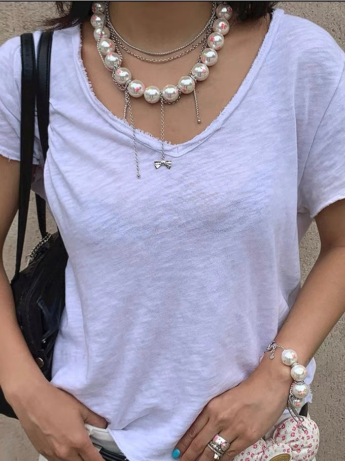 NARCII｜Rose Floral Pearl Layered Necklace