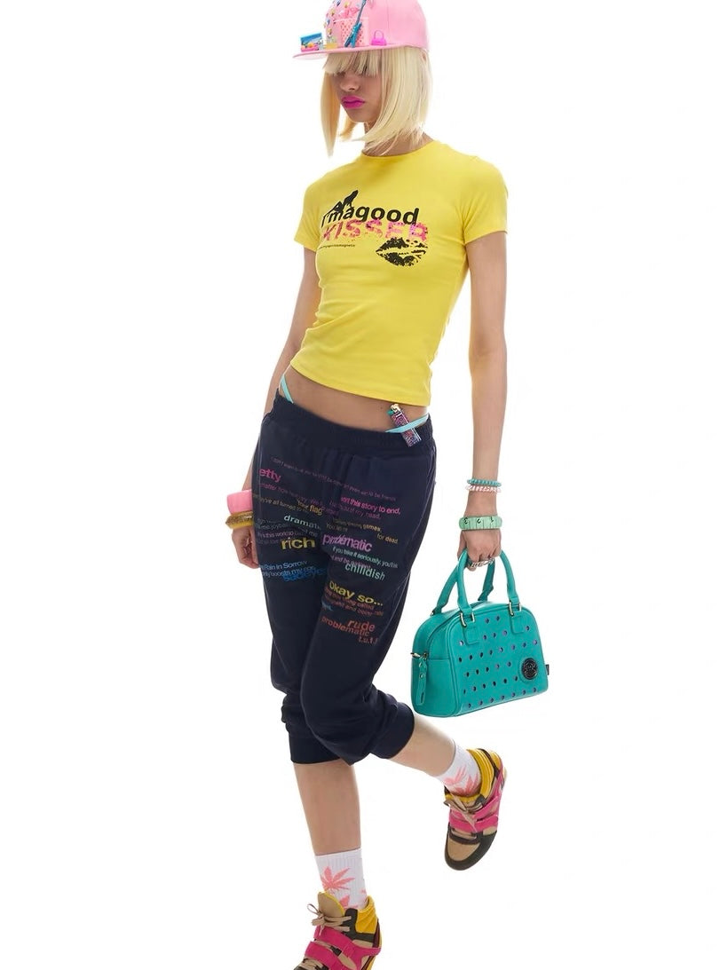 NORGIRA｜Logo Drawstring Cropped Joggers