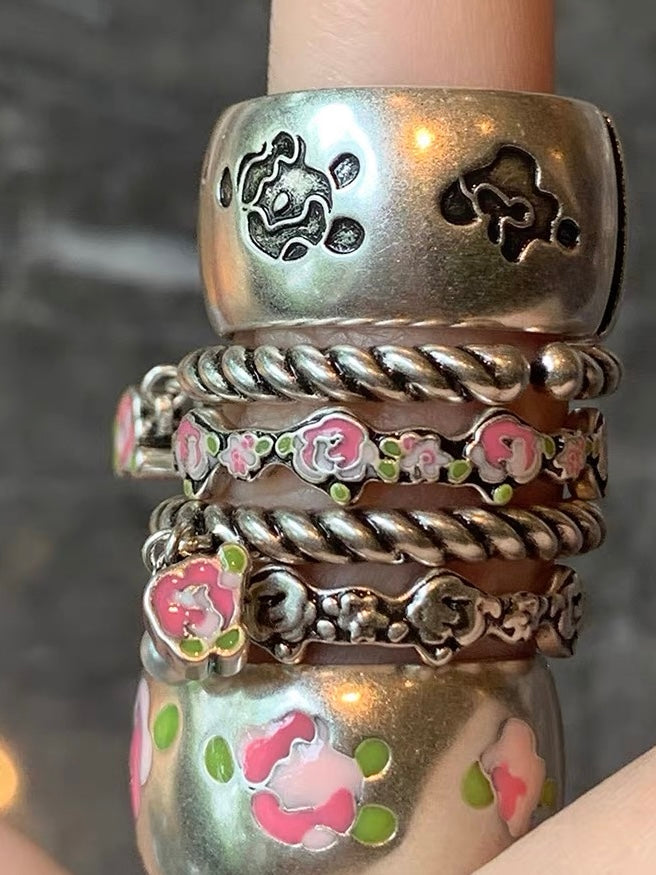 NARCII｜Rose Floral Stacking Enamel Ring