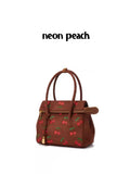 NeonPeachOffice｜Cherry Print Suede Tote