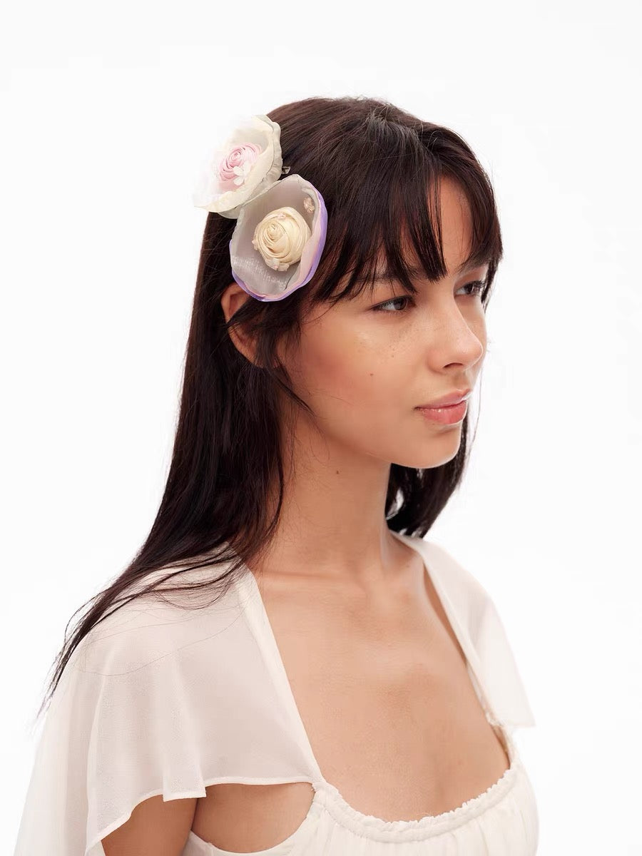 9266studio｜Organza Rose Hair Clip