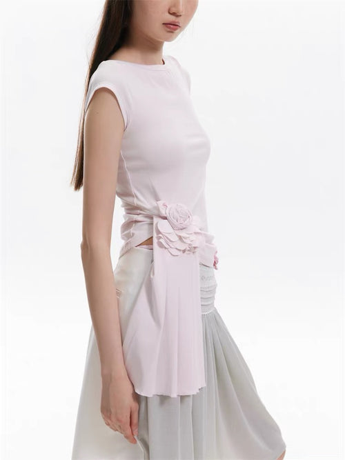 9266studio｜Asymmetric Flower Tee