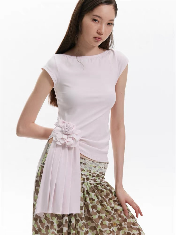 9266studio｜Asymmetric Flower Tee