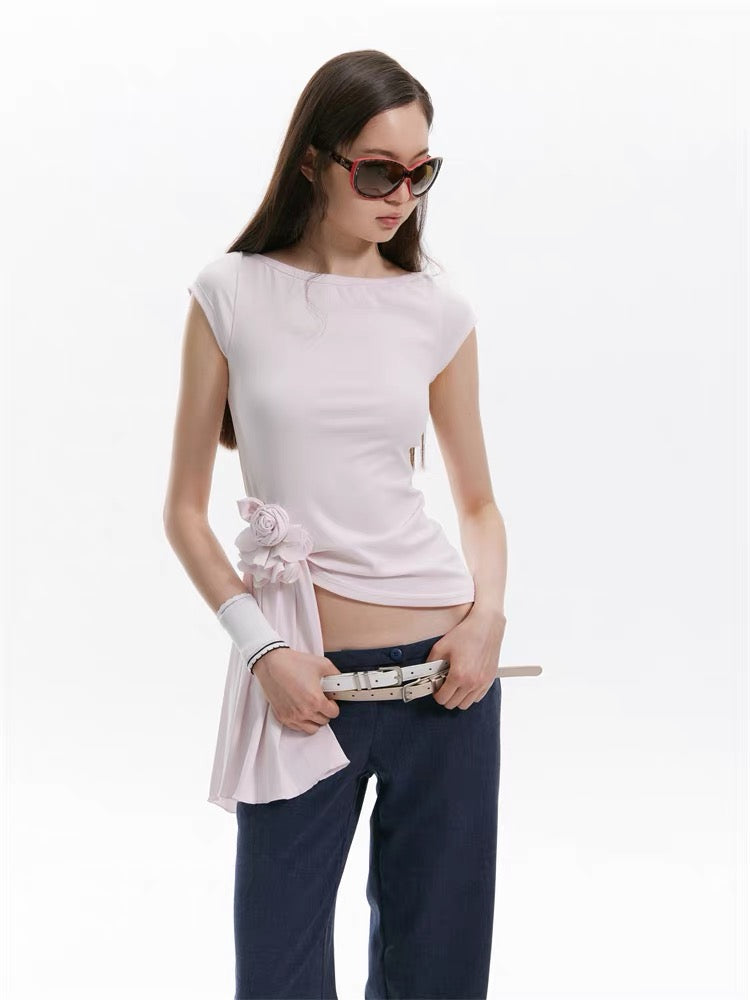 9266studio｜Asymmetric Flower Tee