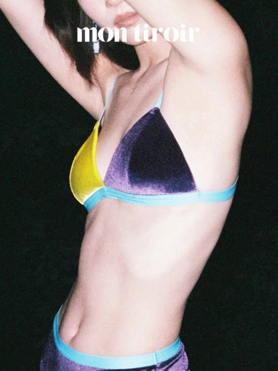 montiroir｜Velvet Colorblock Bra Set
