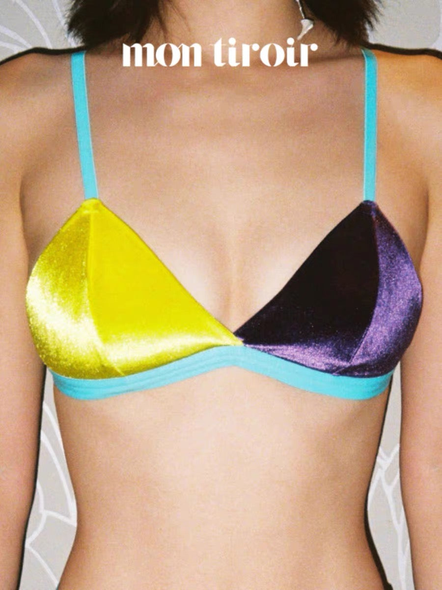 montiroir｜Velvet Colorblock Bra Set