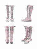 Ooops333｜Glitter Print Knee-High Lace-Up Boots