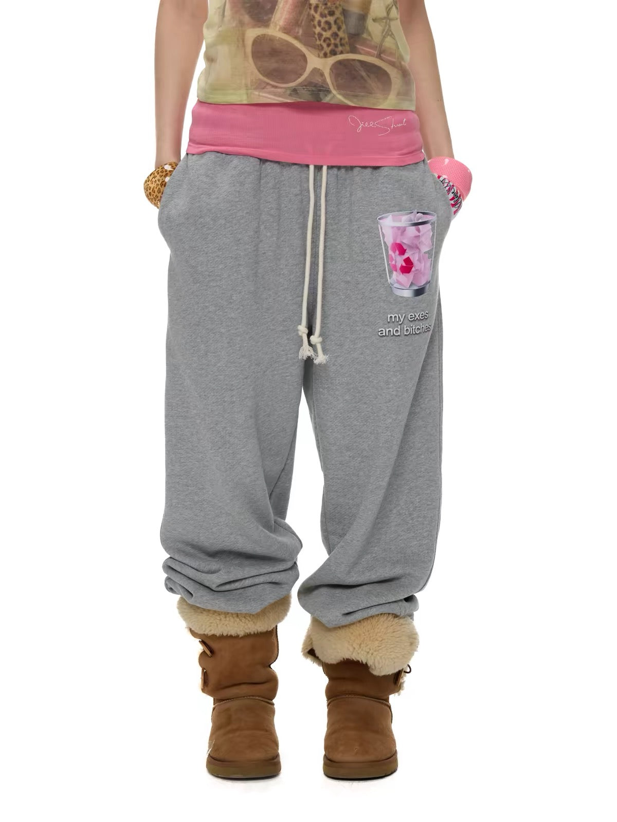 NORGIRA｜TRASH Graphic Drawstring Joggers