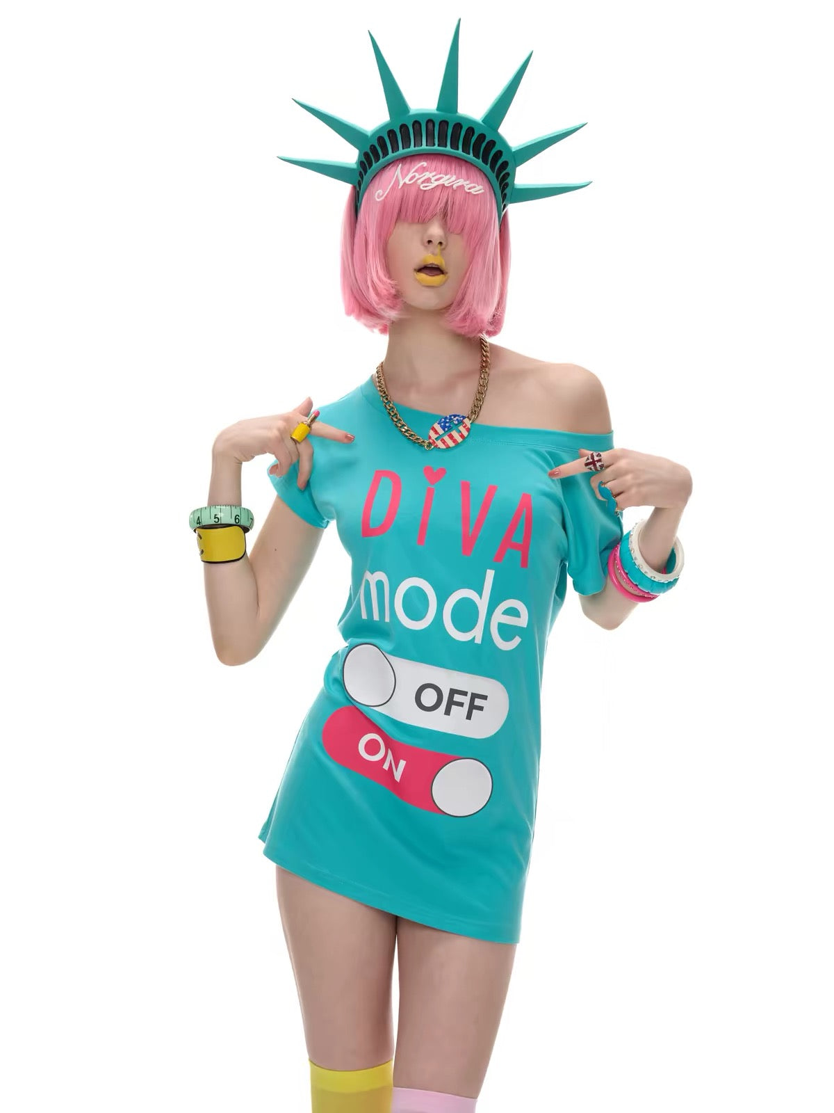 NORGIRA｜Switch Mode Contrast One-Shoulder Tee