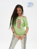 Sunny Shell｜Lucky Graphic Off-Shoulder Tee