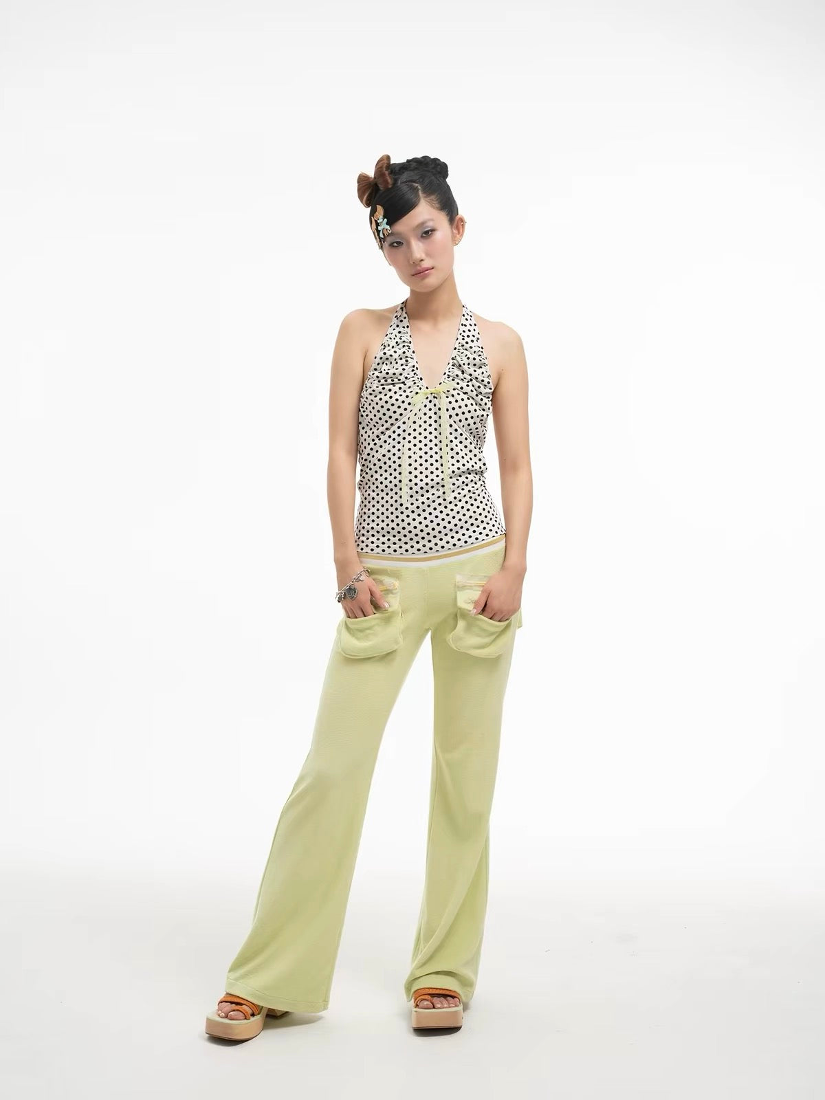 Sunny Shell｜Zipper Bag Bell-Bottom Towel Pants