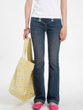 Sunny Shell｜Low-Rise Washed Flare Jeans