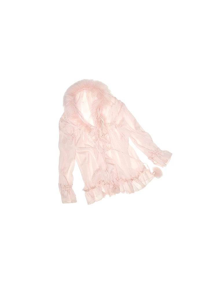 1JINNSTUDIO｜Chiffon fuzzy shirt