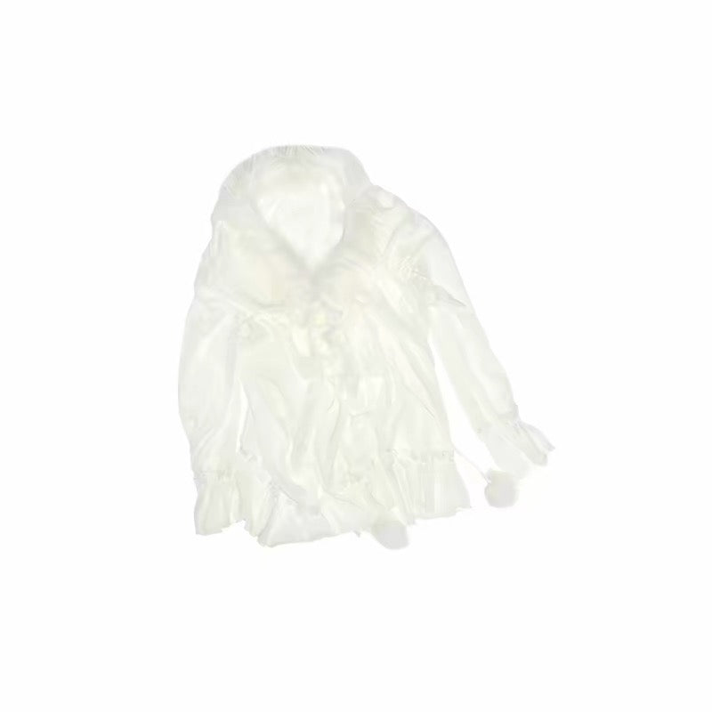 1JINNSTUDIO｜Chiffon fuzzy shirt
