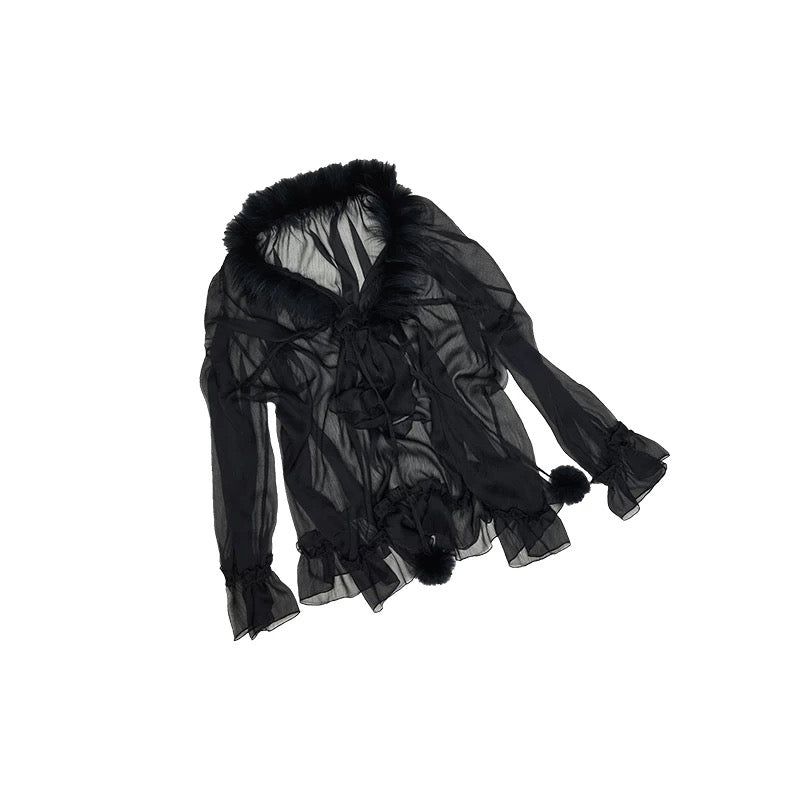 1JINNSTUDIO｜Chiffon fuzzy shirt