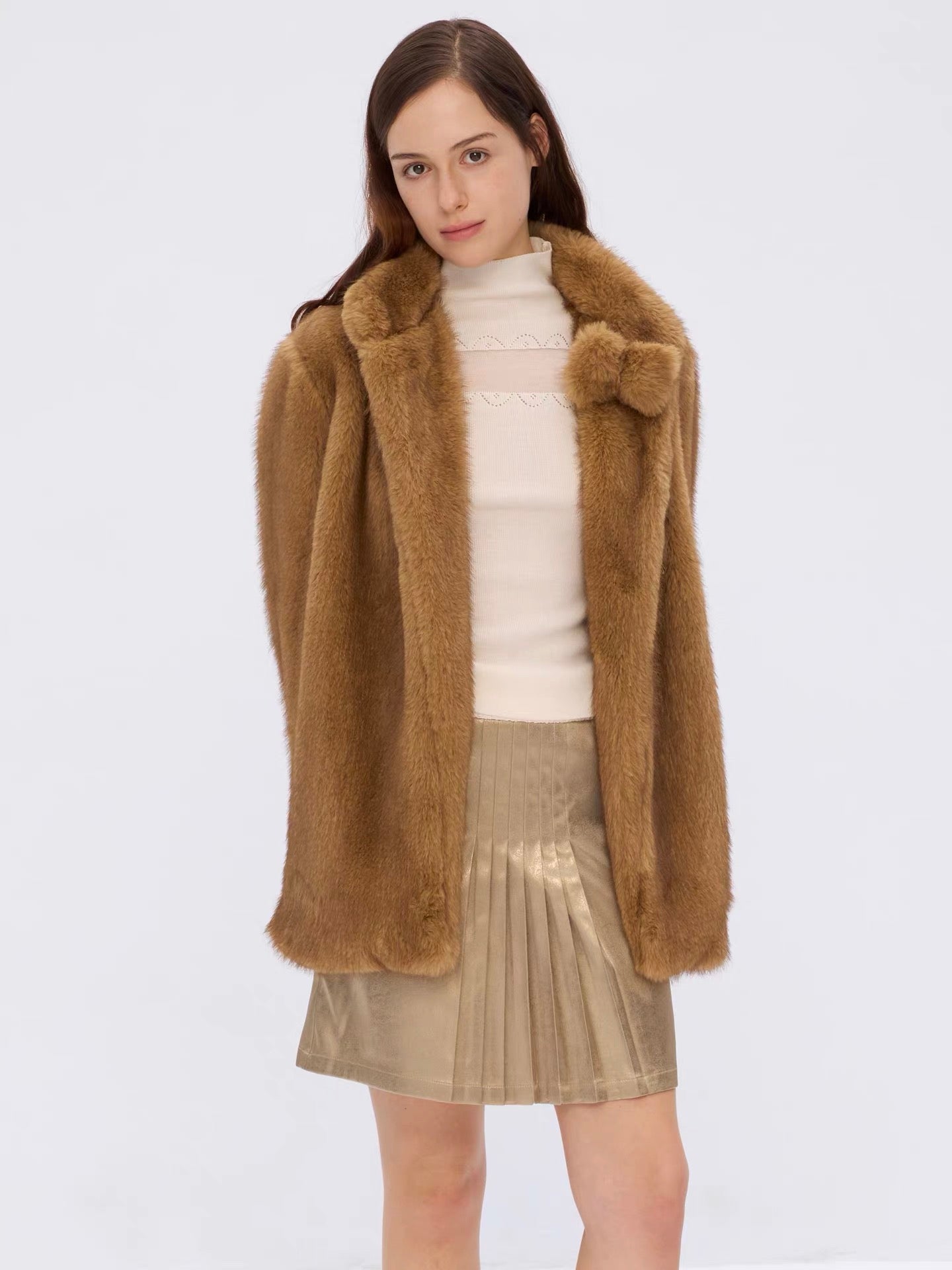 9266studio｜25aw Soft faux-fur texture coat